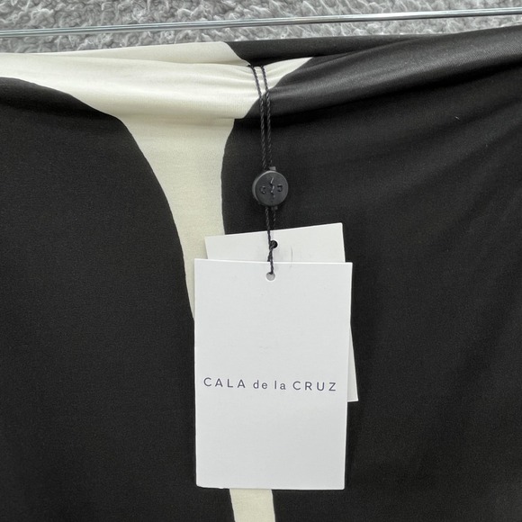 Cala De La Cruz Dress XL Black White Geo Floral Ruched Strapless Tube Resort - Picture 2 of 15